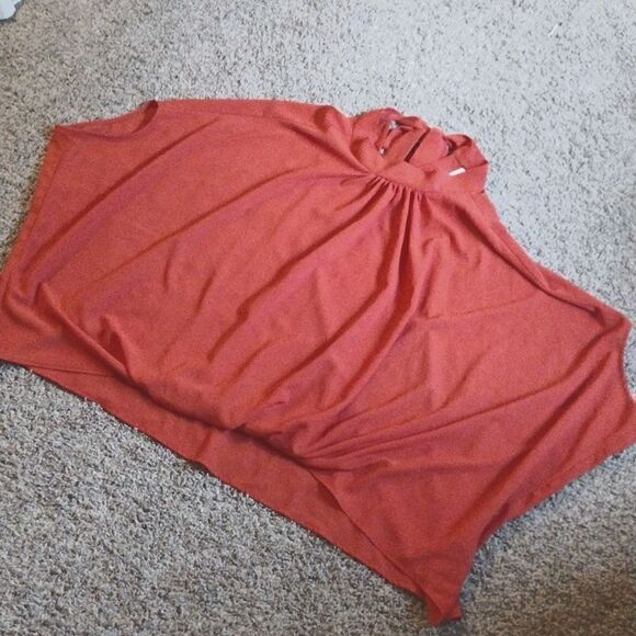 Ivy Jane Women's Size M/L Solid Primary Red Dressy Neck Tie Blouse Top - Picture 4 of 10